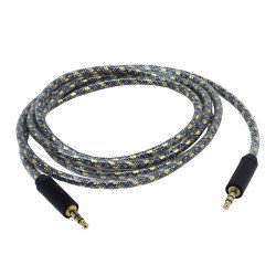 Auxiliary Music Cable 3.5mm to 3.5mm Glossy Braided Wire Cable (Black)